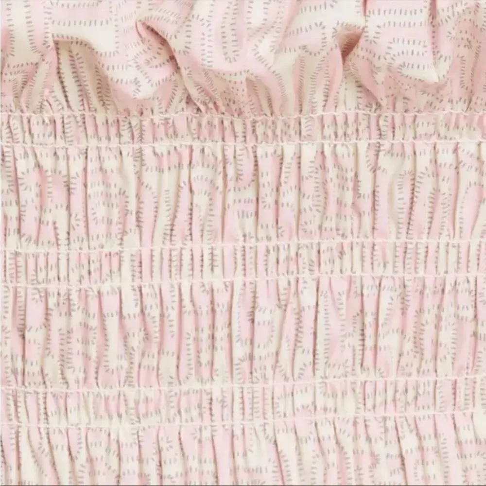 Staud Jules Top Smocked Square Neck Puff Sleeve Long Sleeve Pastel Maze XS